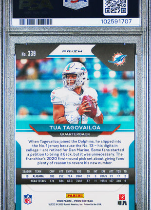 Tua Tagovailoa 2020 Panini Prizm #339 Blue Ice RC PSA9 MINT Dolphins