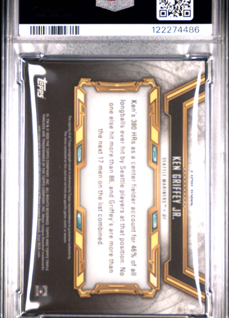 Ken Griffey Jr. 2020 Topps Triple Threads Wood 1/1 Patch Auto PSA8 NM-MT