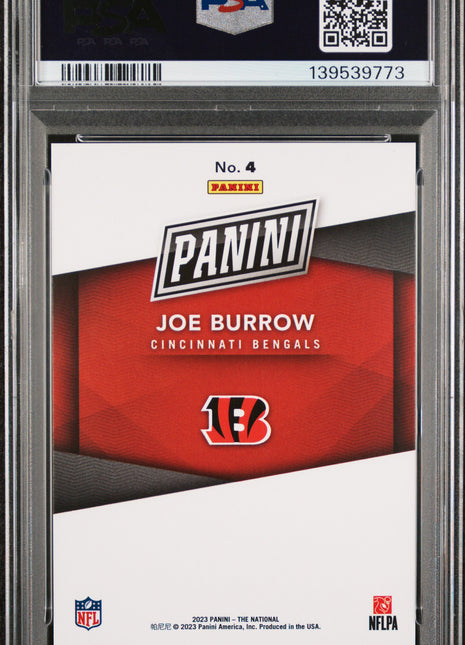 Joe Burrow 2023 Panini NSCC Silver Pack #4 Purple Foil /25 PSA10 GEM MT Bengals