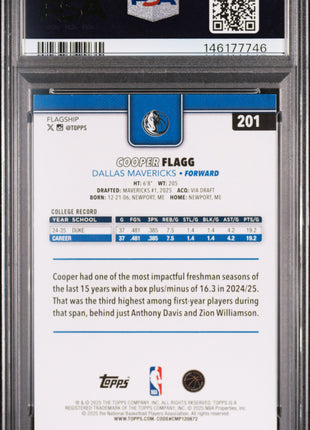 Cooper Flagg 2025-26 Topps #201 Rookie RC PSA9 MINT Mavericks