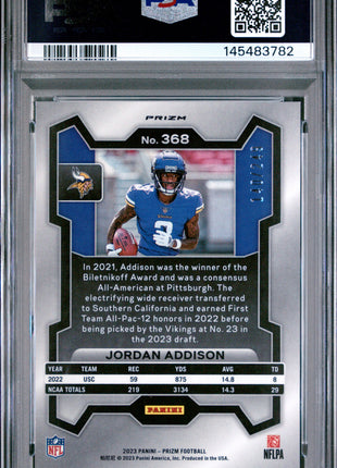 Jordan Addison 2023 Panini Prizm #368 Orange Prizm /249 RC PSA9 MINT Vikings