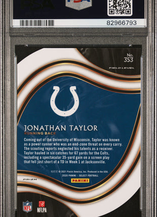 Jonathan Taylor 2020 Panini Select #353 Die-Cut Purple Prizm RC PSA10 GEM MT