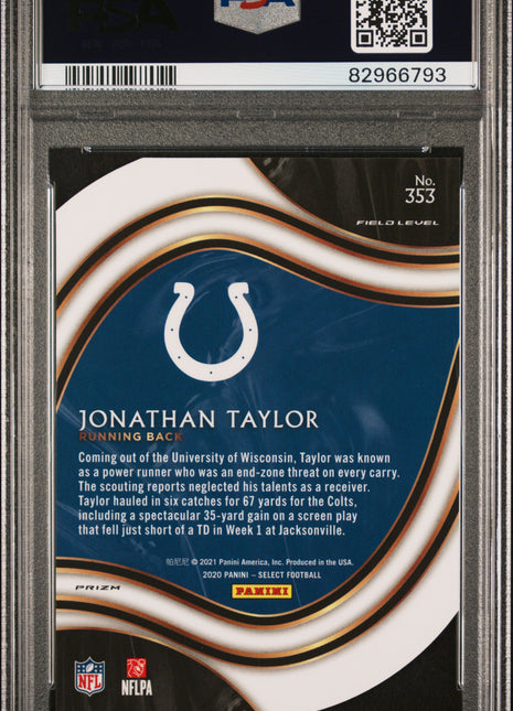 Jonathan Taylor 2020 Panini Select #353 Die-Cut Purple Prizm RC PSA10 GEM MT