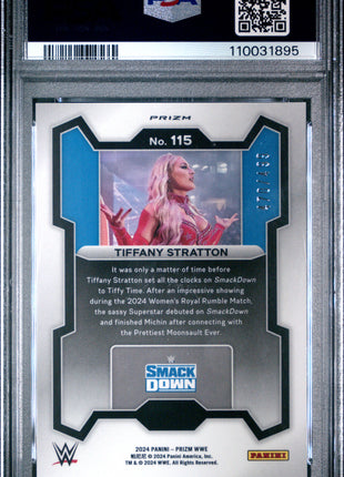 Tiffany Stratton 2024 Panini Prizm WWE #115 Pulsar /499 PSA10 GEM MT