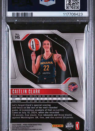 Caitlin Clark 2024 Panini Prizm WNBA #145 Rookie RC PSA9 MINT Fever