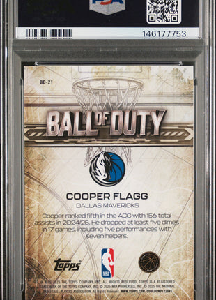 Cooper Flagg 2025-26 Topps Chrome #BD-21 Ball Of Duty RC PSA10 GEM MT Mavericks