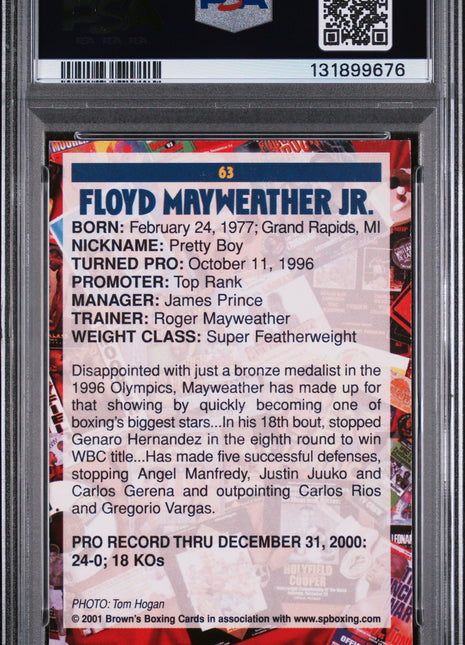 Floyd Mayweather Jr. 2001 Brown's Boxing #63 PSA7 NEAR MT