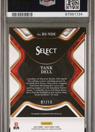 Tank Dell 2023 Panini Select DP Rookie Sigs Gold Prizm /10 RC Auto PSA9 MINT