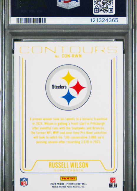 Russell Wilson 2024 Panini Phoenix #CONRWN Contours PSA10 GEM MT Steelers