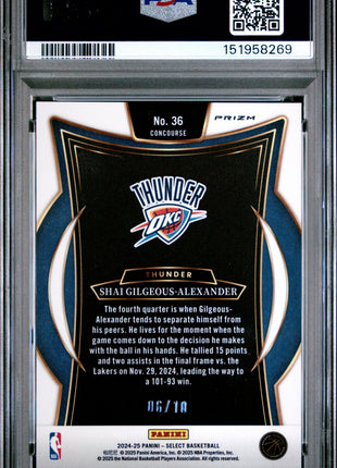 Shai Gilgeous-Alexander 2024-25 Panini Select #36 Gold Flash /10 PSA10 GEM MT
