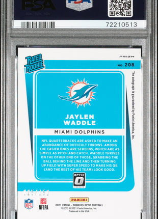 Jaylen Waddle 2021 Donruss Optic #208 Autograph /150 RC Auto PSA10/10 GEM MT