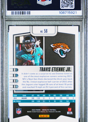 Travis Etienne Jr. 2023 Panini Absolute #56 Black Galaxy 1/1 PSA9 MINT Jaguars