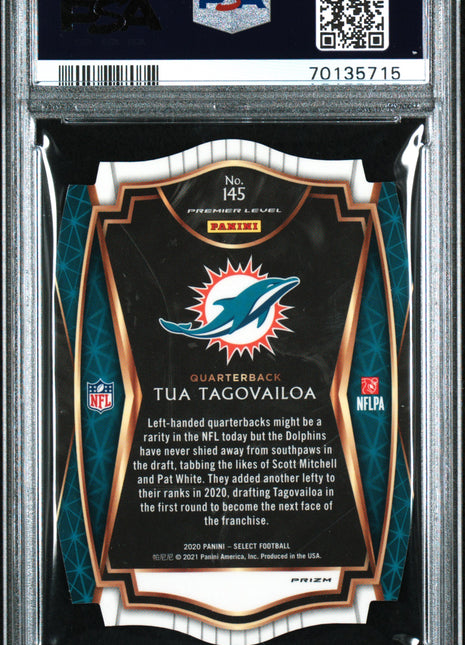 Tua Tagovailoa 2020 Panini Select #145 Die-Cut Light Blue Prizm RC PSA10 GEM MT