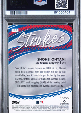 Shohei Ohtani 2024 Topps Chrome #S2 Strokes Green Refractor /99 PSA9 MINT