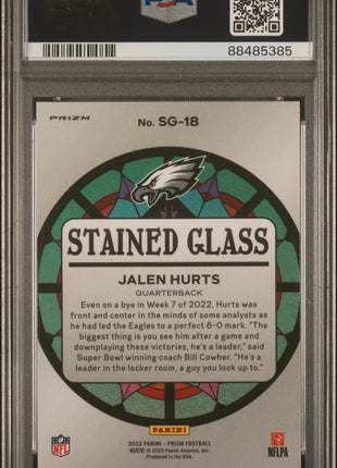 Jalen Hurts 2022 Panini Prizm #SG18 Stained Glass Case Hit SSP PSA10 GEM MT