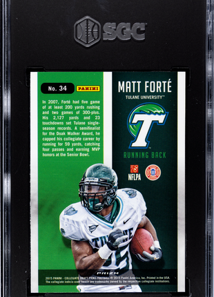 Matt Forte 2015 Panini Prizm Collegiate DP #34 Stained Glass SSP SGC10 GEM MT