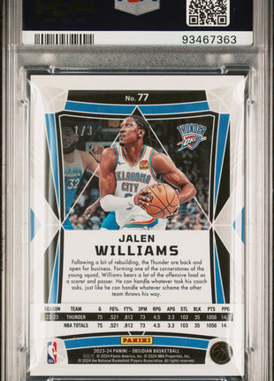 Jalen Williams 2023-24 Panini Obsidian #77 Electric Etch Contra FOTL /3 PSA9 MT