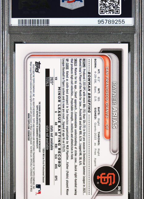 Rayner Arias 2024 Bowman Mega Box #RA Mojo Refractor Auto PSA10 GEM MT