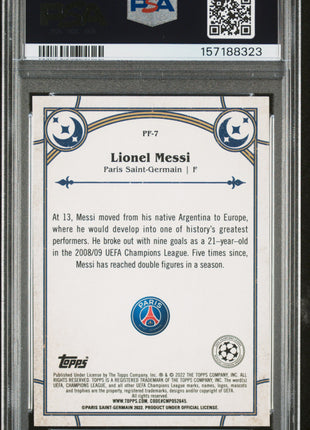 Lionel Messi 2021-2022 Topps Merlin Chrome UEFA Prophecy Fulfilled PSA10 GEM MT