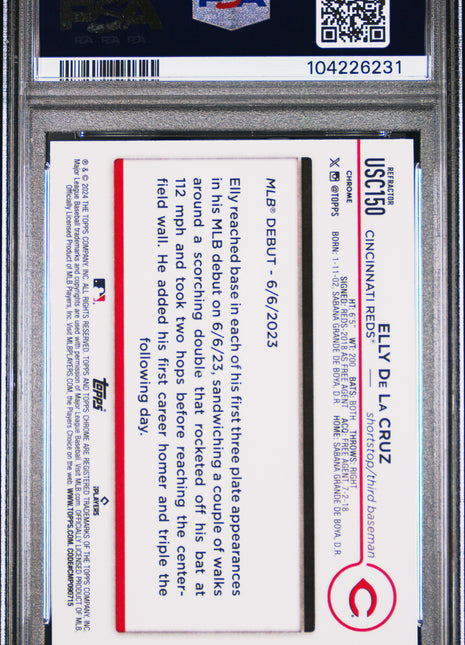 Elly De La Cruz 2024 Topps Chrome Update #USC150 Prism Refractor RC PSA10 GEM MT