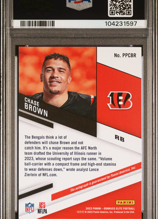 Chase Brown 2023 Panini Donruss Elite #PPCBR Pen Pals RC Auto PSA10 GEM MT