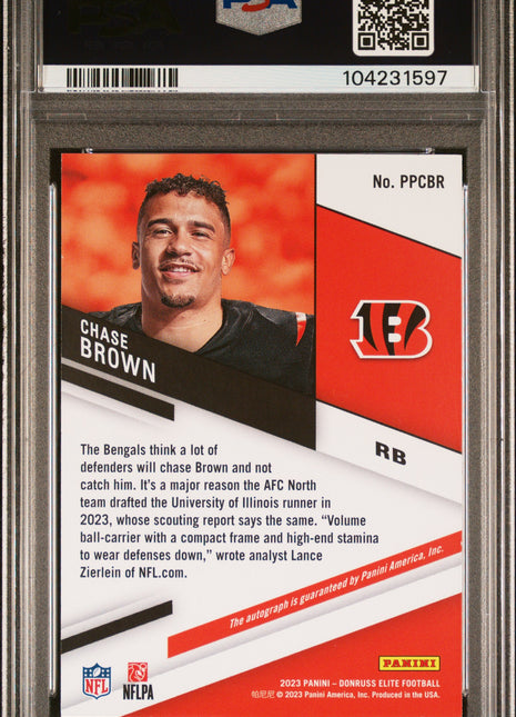 Chase Brown 2023 Panini Donruss Elite #PPCBR Pen Pals RC Auto PSA10 GEM MT