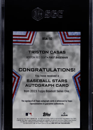 Triston Casas 2023 Topps #BSA-TC BB Stars Autograph RC Auto SGC10 GEM MT