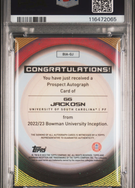 GG Jackson 2022 Bowman University Inception #GJ Autograph RC Auto PSA10 GEM MT