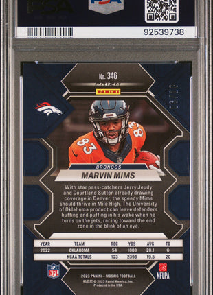 Marvin Mims 2023 Panini Mosaic #346 Pink Fluorescent /10 RC PSA10 GEM MT