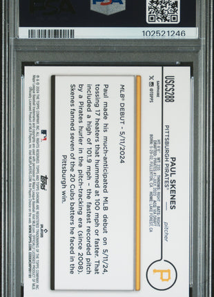 Paul Skenes 2024 Topps Chrome Sapphire Update Series #288 Rookie RC PSA10 GEM MT
