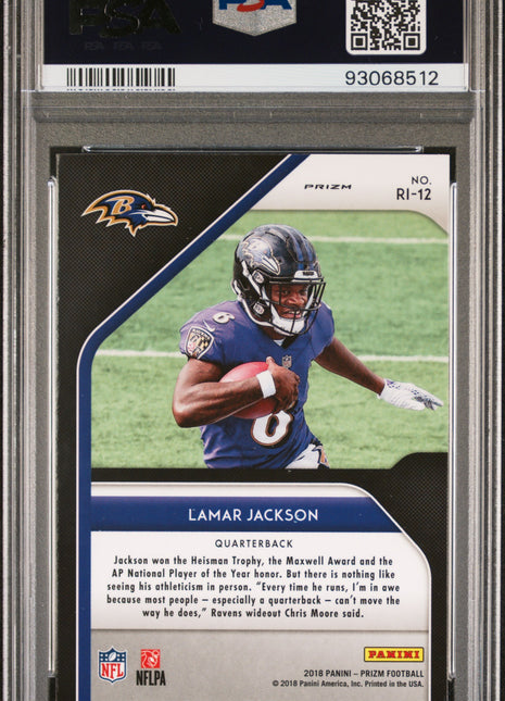 Lamar Jackson 2018 Panini Prizm #RI-12 Rookie Introduction PSA9 MINT Ravens