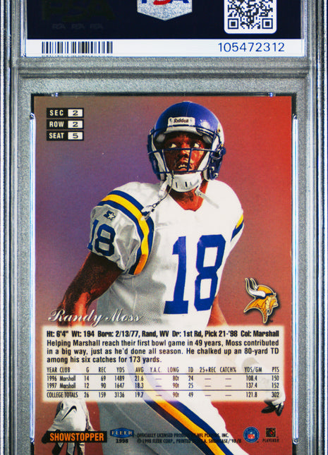 Randy Moss 1998 Flair Showcase #5 Row 2 Rookie RC PSA8 NM-MT Vikings
