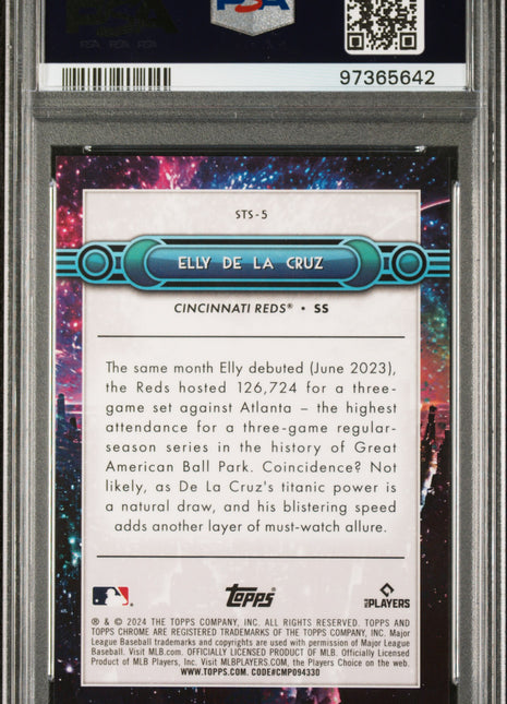 Elly De La Cruz 2024 Topps Chrome Swinging For The Stars SSP RC PSA10 GEM MT