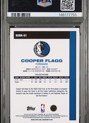 Cooper Flagg 2025 Topps #80BK-51 1980-81 Topps Basketball RC PSA10 GEM MT