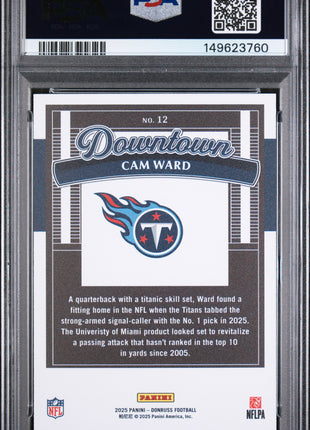Cam Ward 2025 Panini Donruss #12 Downtown RC SSP Case Hit PSA10 GEM MT