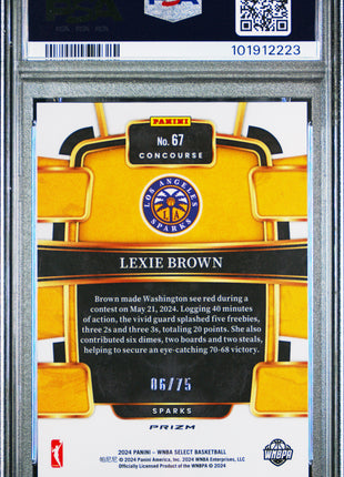 Lexie Brown 2024 Panini Select WNBA #67 Neon Green Prizm /75 PSA10 GEM MT Sparks