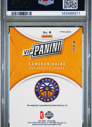 Cameron Brink 2025 Panini NSCC VIP Gold #9 Wave Prizm /50 Auto PSA9 MINT Sparks