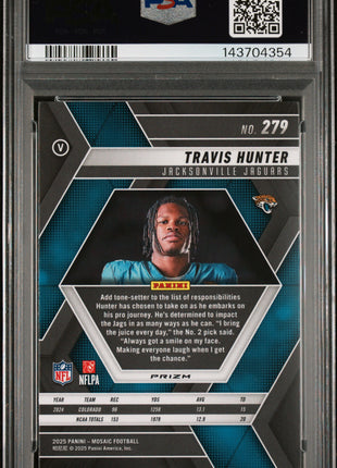 Travis Hunter 2025 Panini Mosaic #279 Green Rookie RC PSA10 GEM MT Jaguars