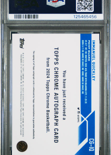 Immanuel Quickley 2024 Topps Chrome #CGIQ Gold Refractor /50 Auto PSA10 GEM MT