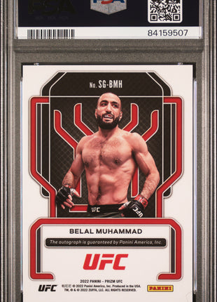 Belal Muhammad 2022 Panini Prizm UFC #SGBMH Signatures Auto PSA10 GEM MT