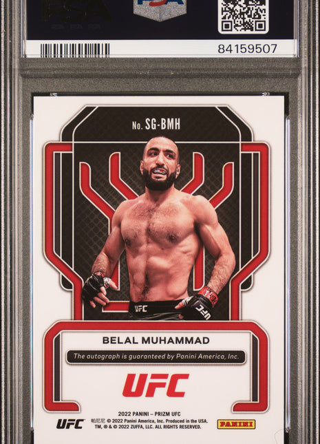 Belal Muhammad 2022 Panini Prizm UFC #SGBMH Signatures Auto PSA10 GEM MT