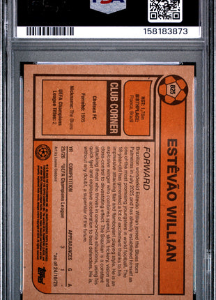 Estevao Willian 2025-2026 Topps Living UCL #825 Rookie RC PSA10 GEM MT Chelsea