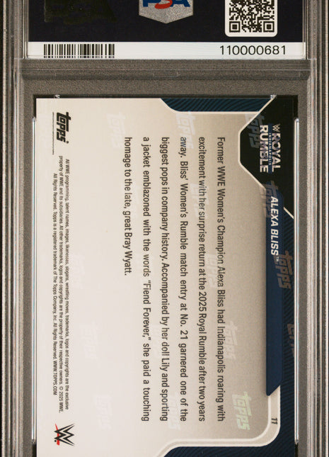 Alexa Bliss 2025 Topps Now WWE #11 Royal Rumble Return PSA10 GEM MT