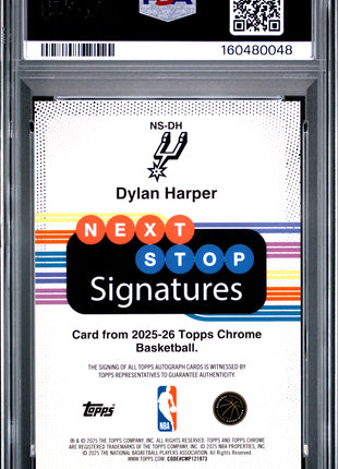 Dylan Harper 2025 Topps Chrome #NS-DH Next Stop Signatures RC Auto PSA10 GEM MT