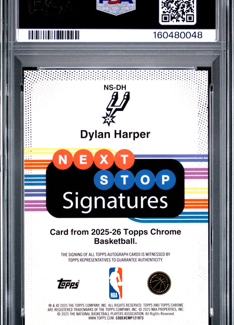 Dylan Harper 2025 Topps Chrome #NS-DH Next Stop Signatures RC Auto PSA10 GEM MT