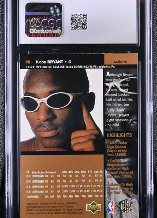 Kobe Bryant 1996-97 Upper Deck #58 Rookie RC CGC9.5 MINT+ Lakers