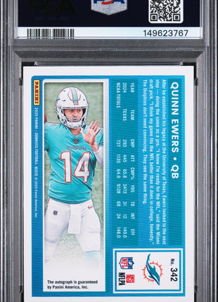 Quinn Ewers 2025 Panini Donruss #342 Autograph Orange RC Auto PSA10 GEM MT
