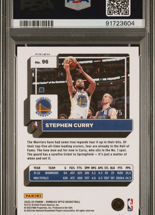 Stephen Curry 2022-23 Panini Donruss Optic #96 Fast Break Pink /25 PSA9 MINT