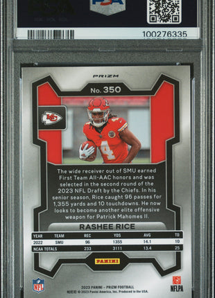 Rashee Rice 2023 Panini Prizm #350 Purple Pulsar PSA 10