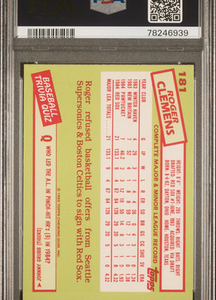 Roger Clemens 1985 Topps Tiffany #181 Rookie RC PSA6 EX-MT Red Sox